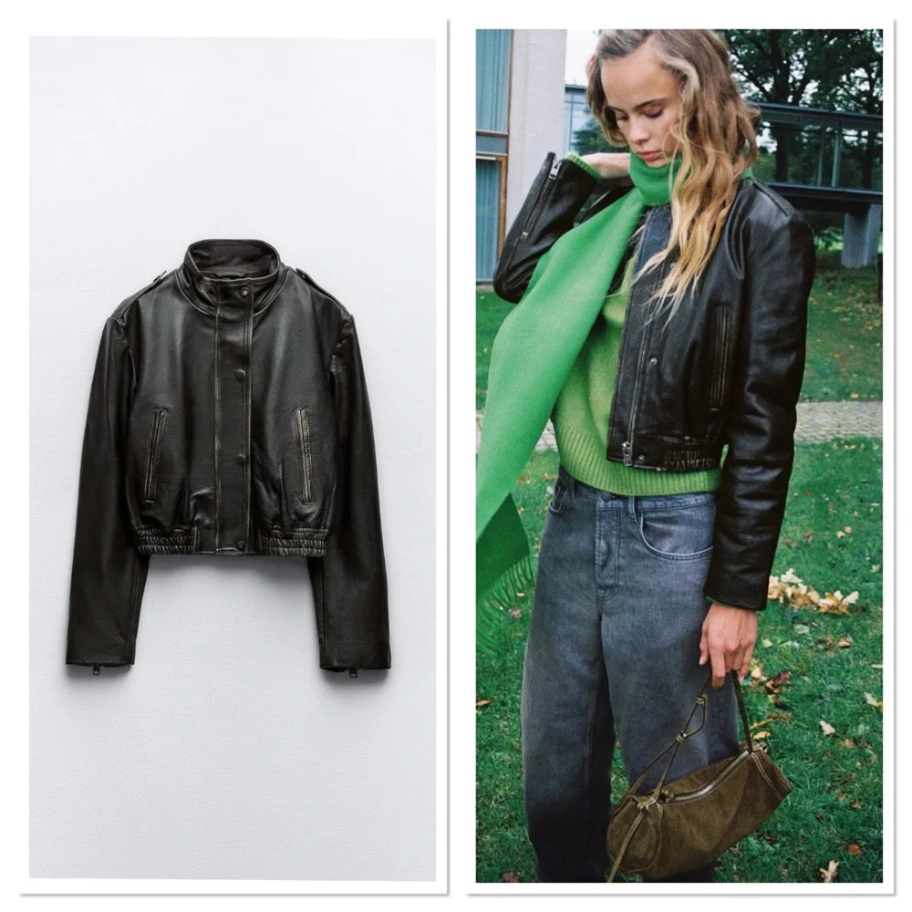 Zara | Jackets & Coats | Nwt Zara Distressed Effect High Collar